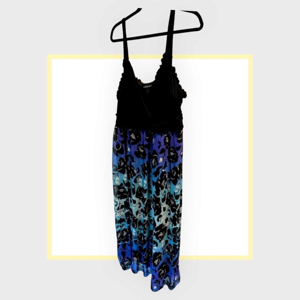 Lane Bryant Size 26/28 Black & Blue Floral Maxi Dress- Gorgeous Plus Size Dress!